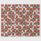 Papier Cadeau Funny Red Dachshund Motif de Noël (Plat)
