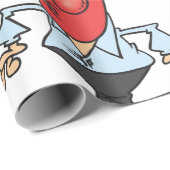 Papier Cadeau Funny Red Face Man with Thermometer Fever (Coin rond)