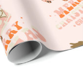 Papier Cadeau Funny Retro Hippie Van Christmas (Coin rond)