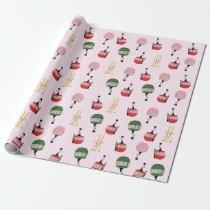 Papier Cadeau Funny Retro Ski Ascenseur Gondola Hiver Ski rose