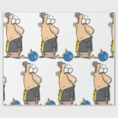 Papier Cadeau Funny Sad Bowler caractère avec Bowling Ball (Plat)