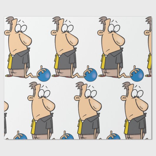 Papier Cadeau Funny Sad Bowler caractère avec Bowling Ball (Plat)