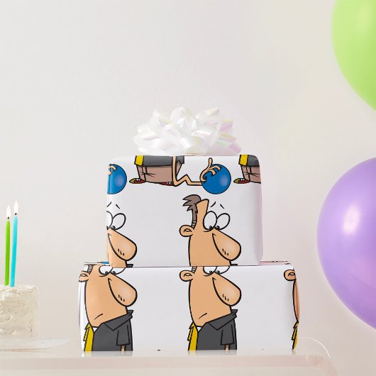 Papier Cadeau Funny Sad Bowler caractère avec Bowling Ball
