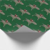 Papier Cadeau Funny Santa Claus Riding Sur Trex Dino Dinosaur (Coin)