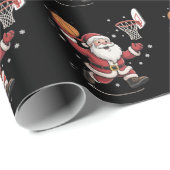 Papier Cadeau Funny Santa Playing Basketball Christmas Gift Xmas (Coin rond)