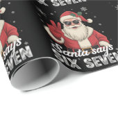 Papier Cadeau Funny Santa Says Six Seven Christmas 67 Meme Xmas (Coin rond)