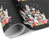 Papier Cadeau Funny Siberian Husky Christmas Tree Pet Dog Lover  (Coin rond)