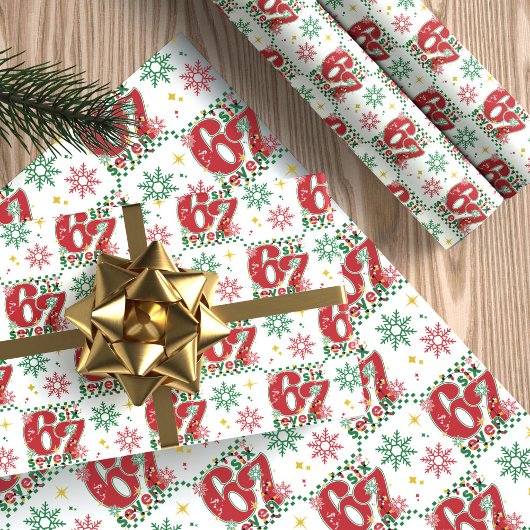 Papier Cadeau Funny Six Seven 67 Meme Retro Xmas Humor Christmas