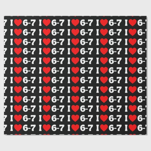 Papier Cadeau Funny Six Seven Meme “I Love 6-7” Pattern (Plat)