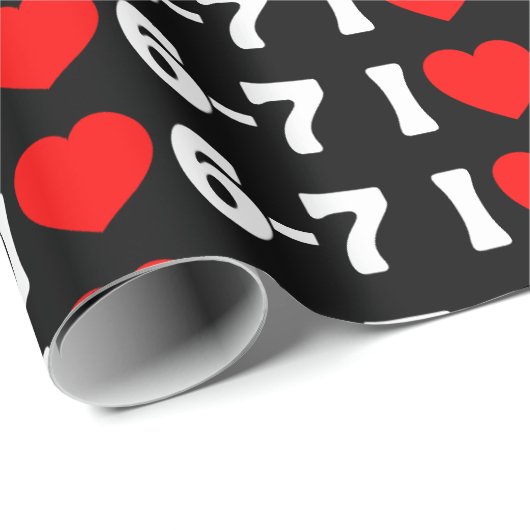 Papier Cadeau Funny Six Seven Meme “I Love 6-7” Pattern (Coin rond)