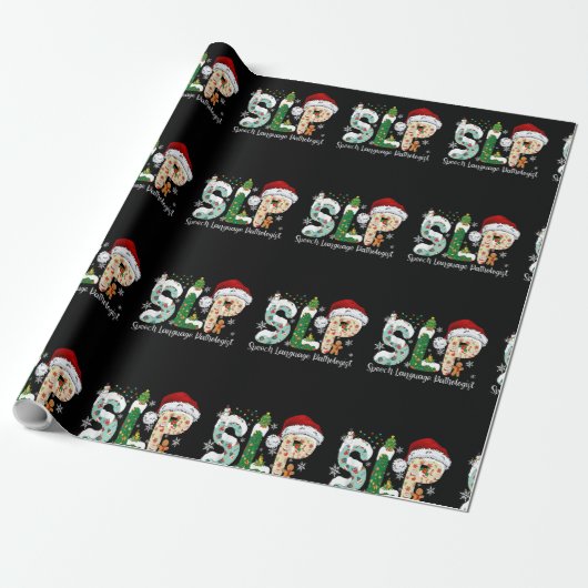 Papier Cadeau Funny SLP Voix Langue Pathologiste Père Noël Chris (Déroulé)