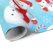 Papier Cadeau Funny Snowman Motif de Noël (Coin rond)