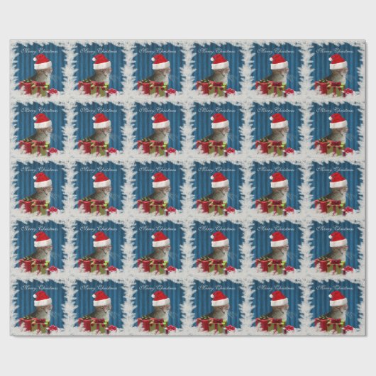 Papier Cadeau Funny tendance Père Noël sage chat Noël (Plat)