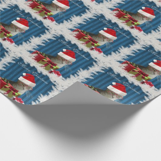 Papier Cadeau Funny tendance Père Noël sage chat Noël (Coin)