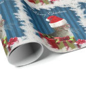 Papier Cadeau Funny tendance Père Noël sage chat Noël (Coin rond)