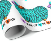 Papier Cadeau Funny Turquoise Ram Chinois Année Zodiac Papier ca (Coin rond)