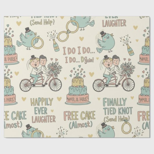 Papier Cadeau Funny wedding wrapping paper (Plat)