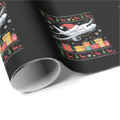 Papier Cadeau Funny Xmas Lighting Tree Santa Ugly Airplane (Coin rond)