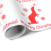 Papier Cadeau Furet avec le Joyeux Noël de flocons de neige (Coin rond)