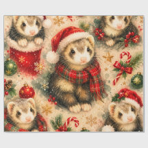 Furet de fête dans un emballage de Noël avec échar