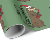 Papier Cadeau Furet drôle jouant l'art de Noël de saxophone (Coin rond)