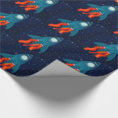 Papier Cadeau Fusée spatiale mignonne et conception d'espace ext (Coin)