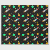 Papier Cadeau Fusées, astéroïdes et planètes dans l'espace (Plat)
