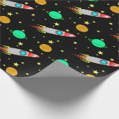 Papier Cadeau Fusées, astéroïdes et planètes dans l'espace (Coin)