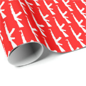 Papier Cadeau Fusils d'assaut AK-47 blancs, rouges (Coin rond)