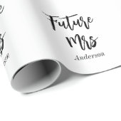 Papier Cadeau Futur Mme Fête des mariées Black White (Coin rond)