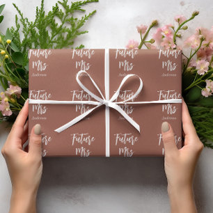 Papier Cadeau Futur Mme Terracotta Mariée Blanc Brown
