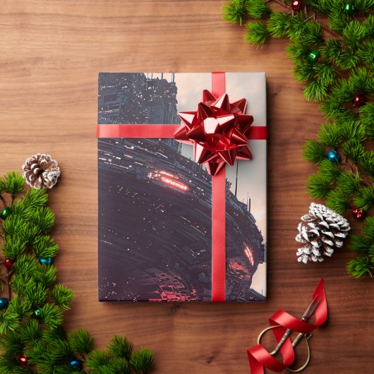 Papier Cadeau Futuristic platforms in the clouds at twilight (Cadeau de vacances)