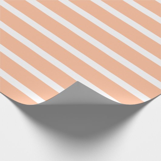 Papier Cadeau fuzz de pêche et rayures blanches (Coin)
