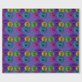 Papier Cadeau Fuzzles conviviaux Créatures mignonnes Papier d'en (Plat)