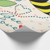 Papier Cadeau Gaffez l'abeille avec des feuilles d'amour (Coin)