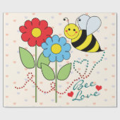 Papier Cadeau Gaffez l'abeille avec des feuilles d'amour (Plat)