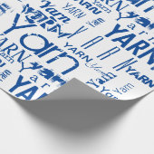 Papier Cadeau GAGNEZ ! Tricot bleu typographie (Coin)