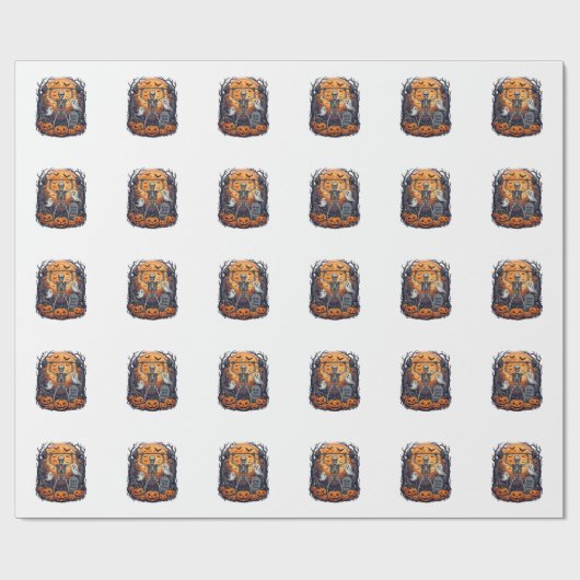 Papier Cadeau Gains de cour de graveyard squelette soulevant hal (Plat)