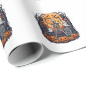 Papier Cadeau Gains de cour de graveyard squelette soulevant hal (Coin rond)