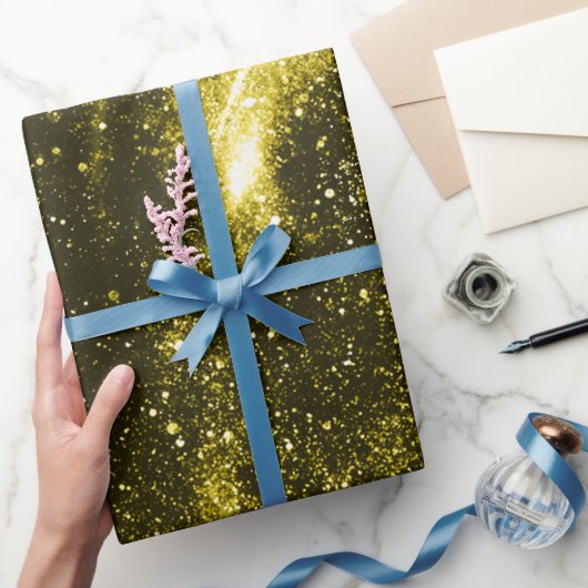 Papier Cadeau Galaxie abstraite noire jaune foncé (Cadeaux)
