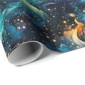 Papier Cadeau Galaxie artistique (Coin rond)