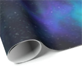 Papier Cadeau Galaxie bleue et verte (Coin rond)