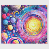 PAPIER CADEAU GALAXIE COLORÉE (Plat)