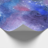 Papier Cadeau Galaxie cosmique Étoiles spatiales bleues (Coin)