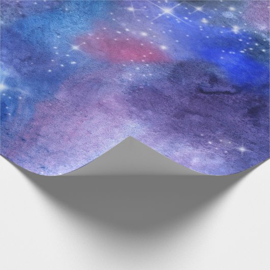 Papier Cadeau Galaxie cosmique Étoiles spatiales bleues (Coin)