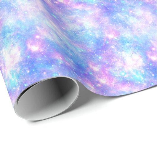 Papier Cadeau Galaxie magique : Rose Blue Star Imprimer (Coin rond)