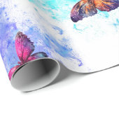 Papier Cadeau Galaxie papillon blanc (Coin rond)