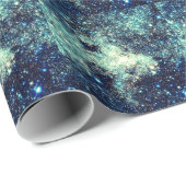 Papier Cadeau Galaxie turquoise Lactée (Coin rond)