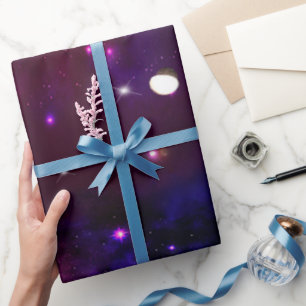 Papier Cadeau Galaxie violette bleu nuit