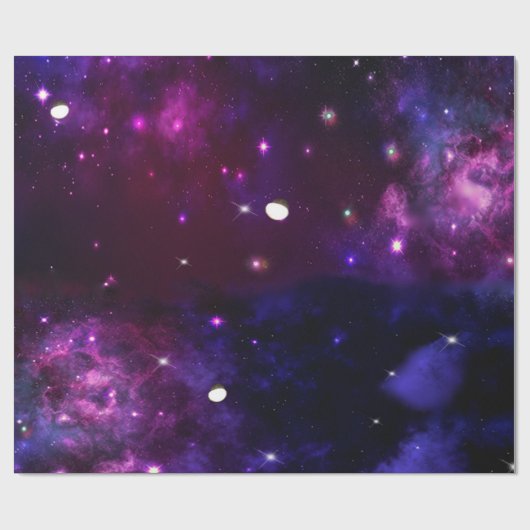 Papier Cadeau Galaxie violette bleu nuit (Plat)